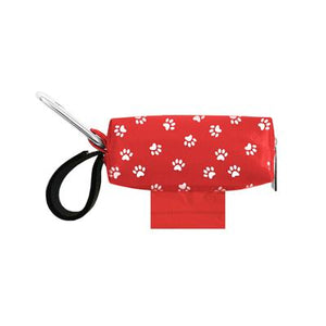 Doggie Walk Duffel Red w White Paws