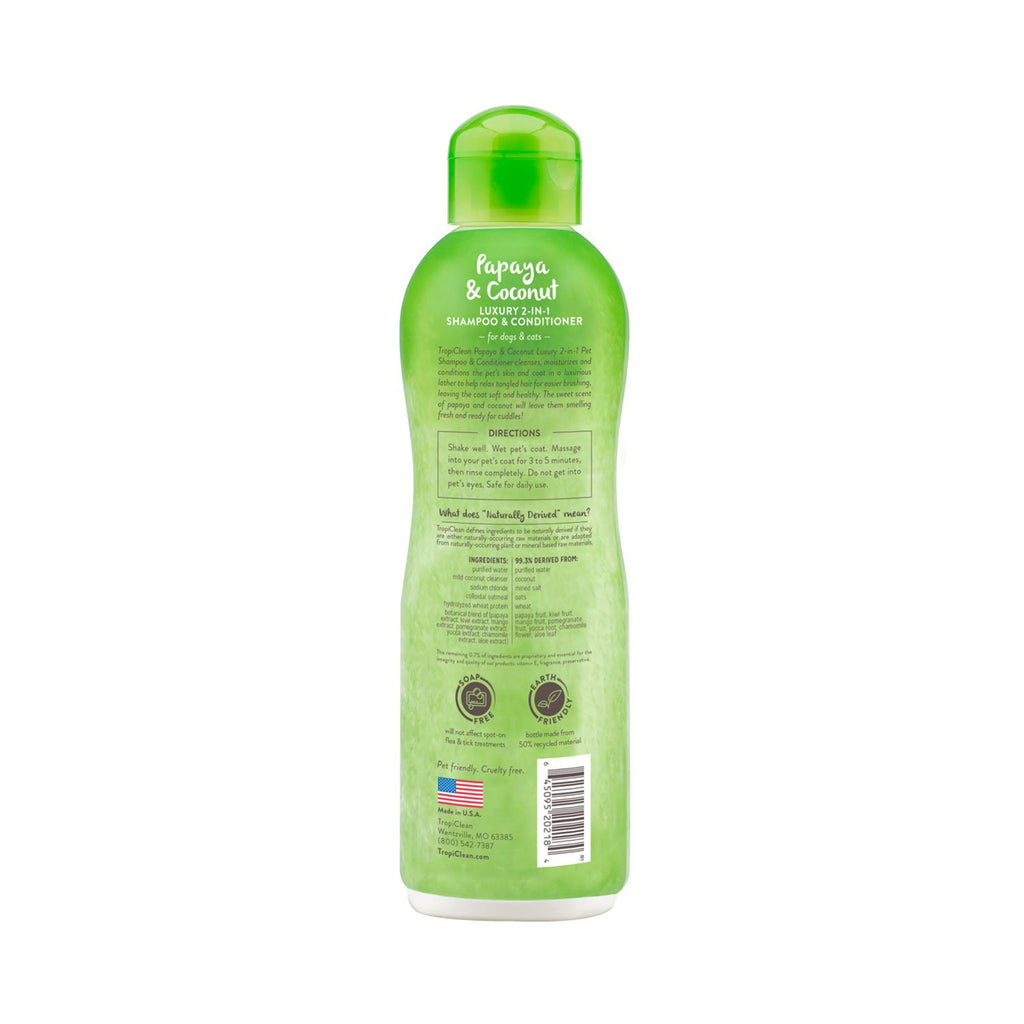 TropiClean Papaya 2 in 1 Shampoo 20oz