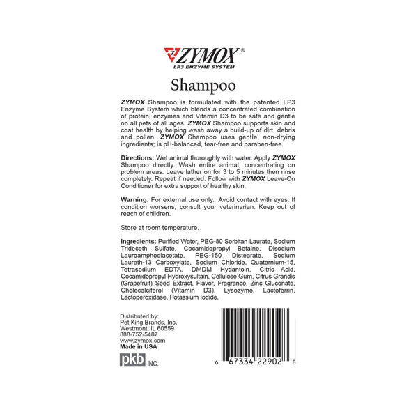 Zymox 2025 shampoo ingredients