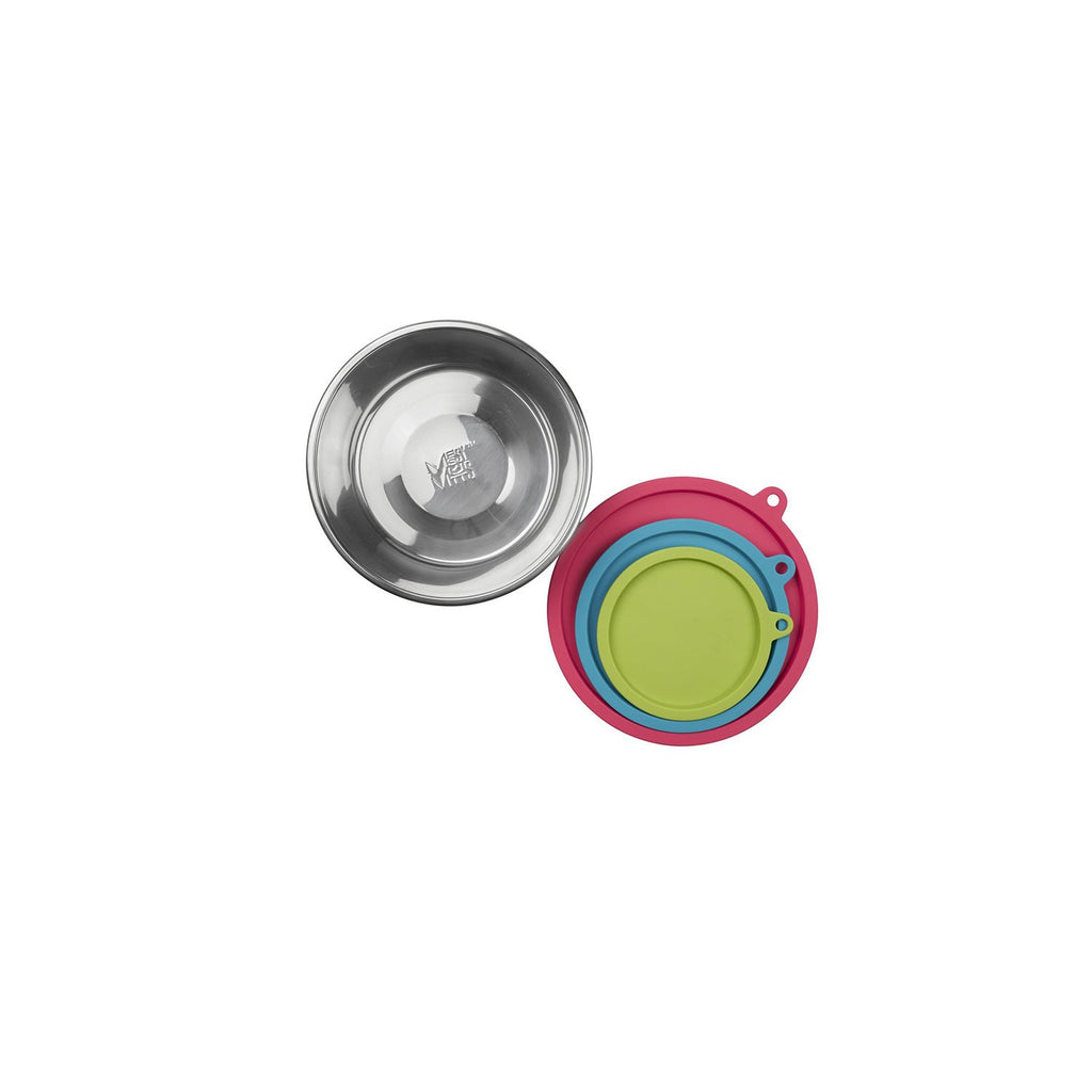 Messy Mutts Stainless Bowls & Silicone Lids 6PC