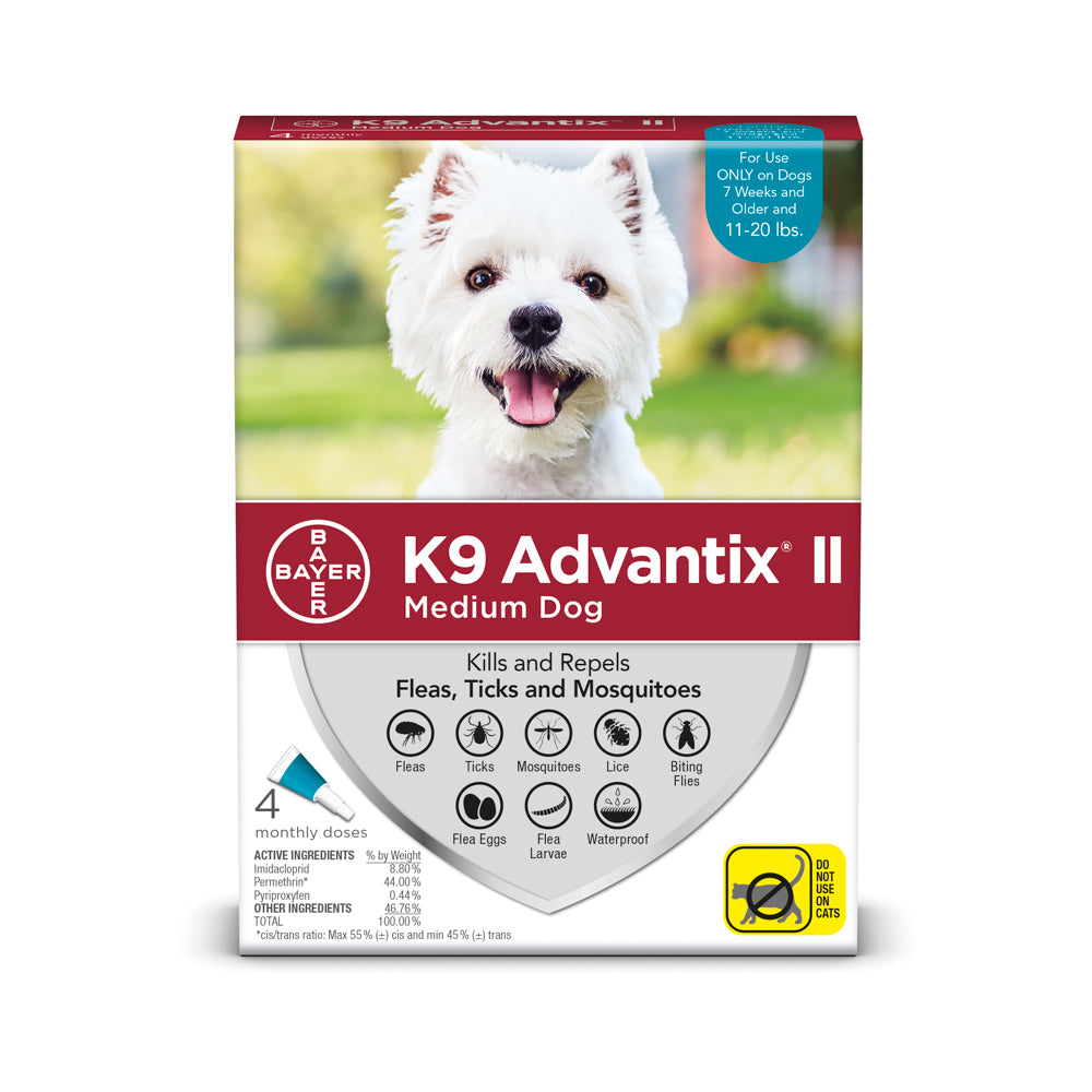 K9 Advantix II Medium Dog 11lb-20lb Teal 4pk – DirtyDogs