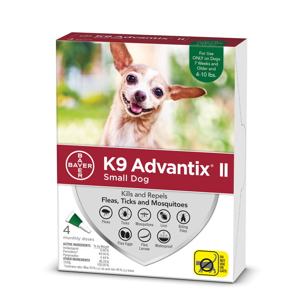 K9 Advantix II Small Dog 4lb 10lb Green 4pk DirtyDogs Meow