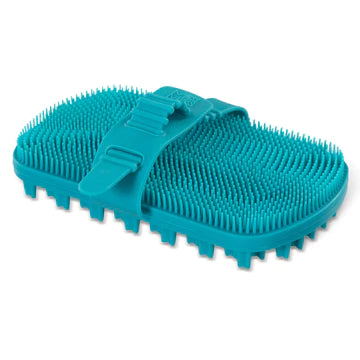 Messy Mutts Silicone Dual Sided Grooming Brush, 6.5 X 3.5" Blue
