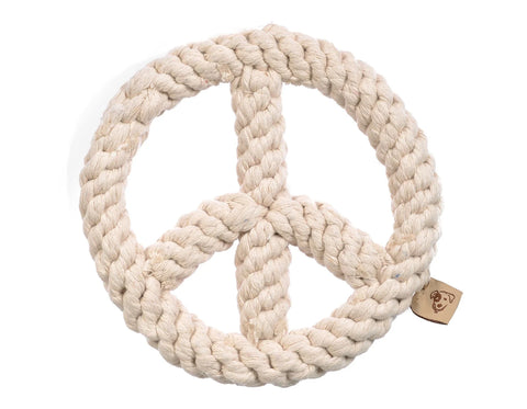 Jax & Bones White Peace Sign 7" One Size Rope Dog Toy