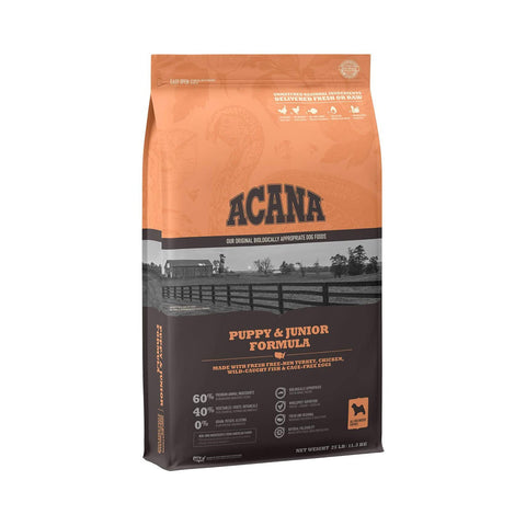acana puppy & junior formula dog food bag