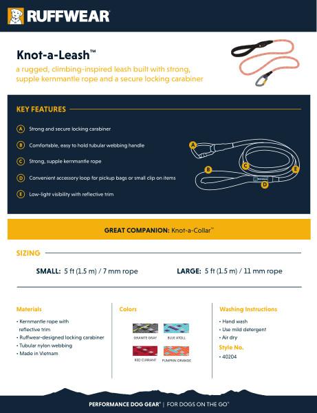 Ruffwear Knot-A-Leash Pumpkin Orange LG - DISC