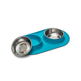 Messy Mutts Double Silicone Feeder Stainless Bowls Blue