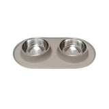 Messy Mutts Double Silicone Feeder Stainless Bowls Grey