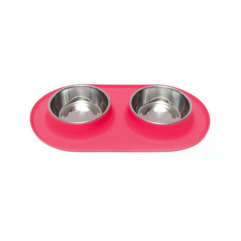 Messy Mutts Double Silicone Feeder Stainless Bowls Watermelon