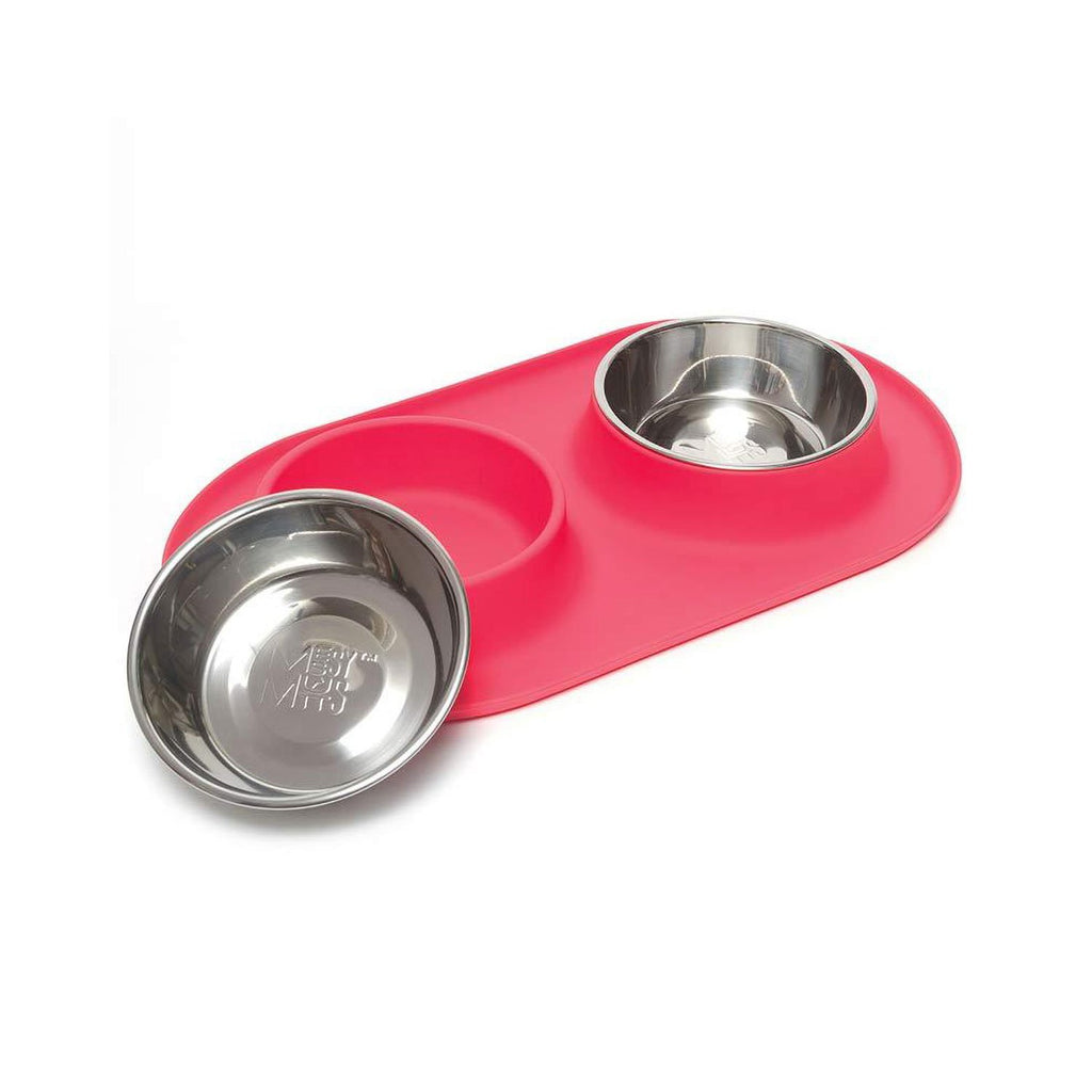 Messy Mutts Double Silicone Feeder Stainless Bowls Watermelon