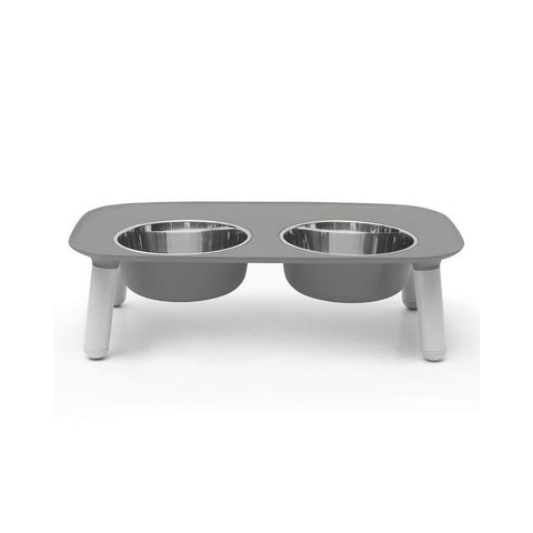 Messy Mutts Double Elevated Feeder Stainless Bowls Dark Grey
