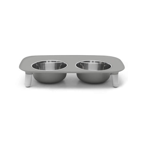 Messy Mutts Double Elevated Feeder Stainless Bowls Dark Grey