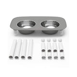 Messy Mutts Double Elevated Feeder Stainless Bowls Dark Grey