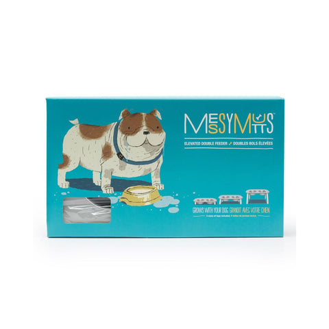 Messy Mutts Double Elevated Feeder Stainless Bowls Dark Grey