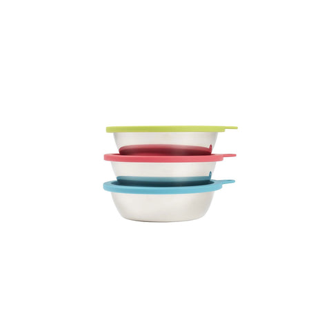 Messy Mutts Stainless Bowls & Silicone Lids 6PC