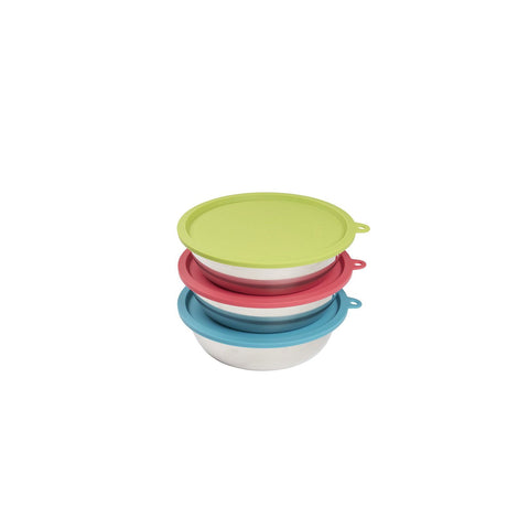 Messy Mutts Stainless Bowls & Silicone Lids 6PC