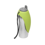 Messy Mutts Stainless Travel Bottle With Silicone Flip Bowl Green