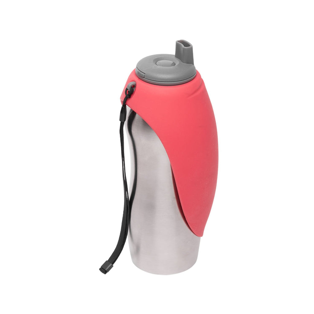Messy Mutts Stainless Travel Bottle With Silicone Flip Bowl Watermelon