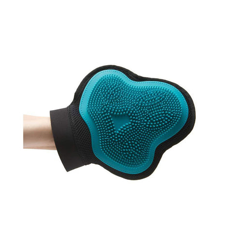 Messy Mutts Silicone Grooming Glove Blue DISCONTINUED