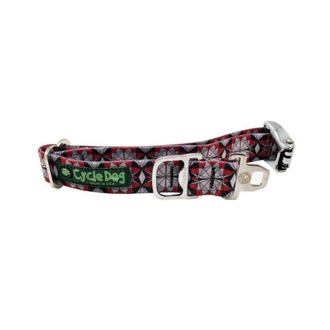 Cycle Dog Ecoweave Grey Red Kaleidoscope Collar