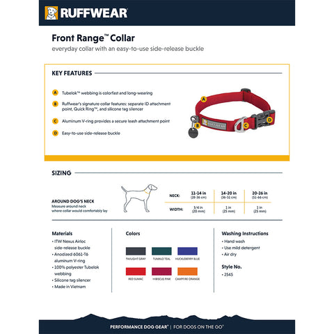 Ruffwear Front Range Collar Tumalo Teal