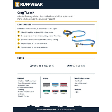 Ruffwear Crag Leash Seafoam - DISC