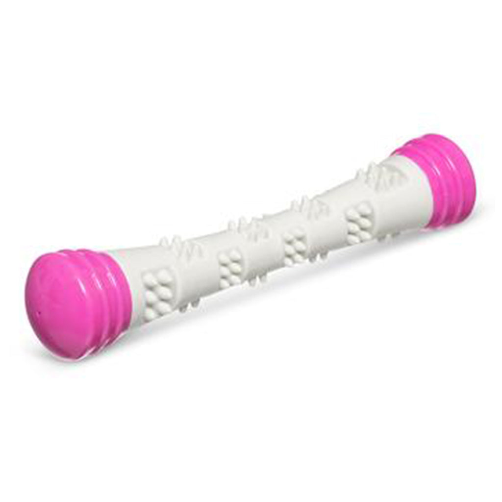 Messy Mutts Chew N' Squeak Foam Stick Grey & Pink 12 inch