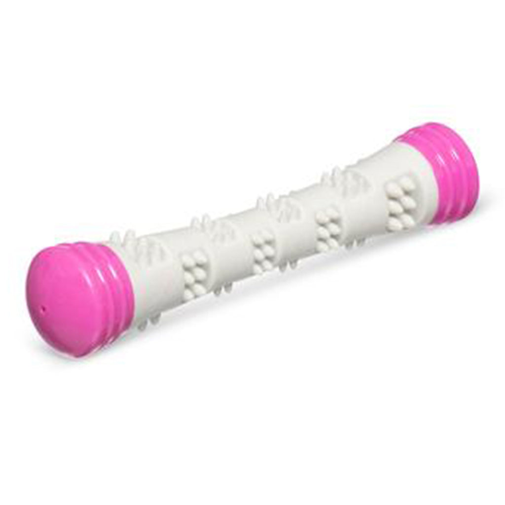 Messy Mutts Chew N' Squeak Foam Stick Grey & Pink 8.5 inch
