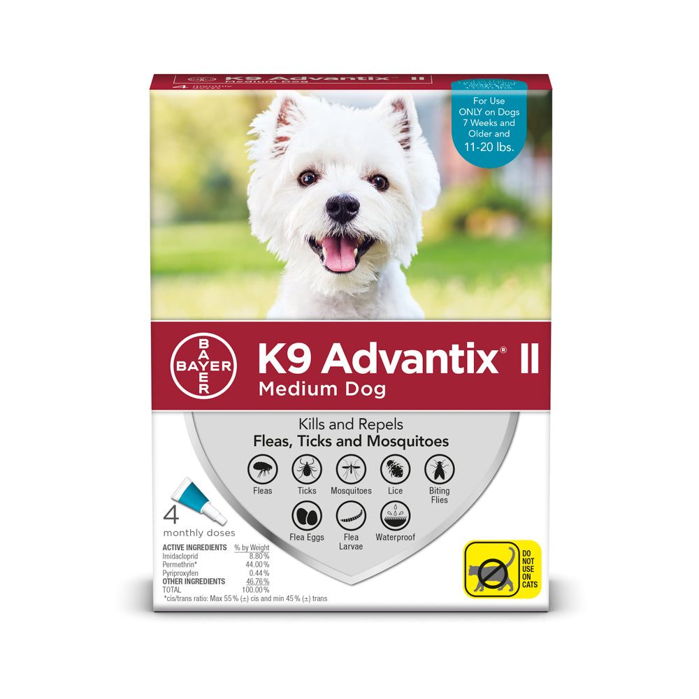 K9 Advantix II Medium Dog 11lb-20lb Teal 4pk