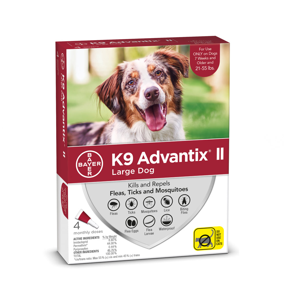 K9 Advantix II Large Dog 21lb-55lb Red 4pk – DirtyDogs
