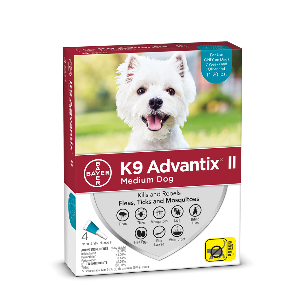 K9 Advantix II Medium Dog 11lb-20lb Teal 4pk