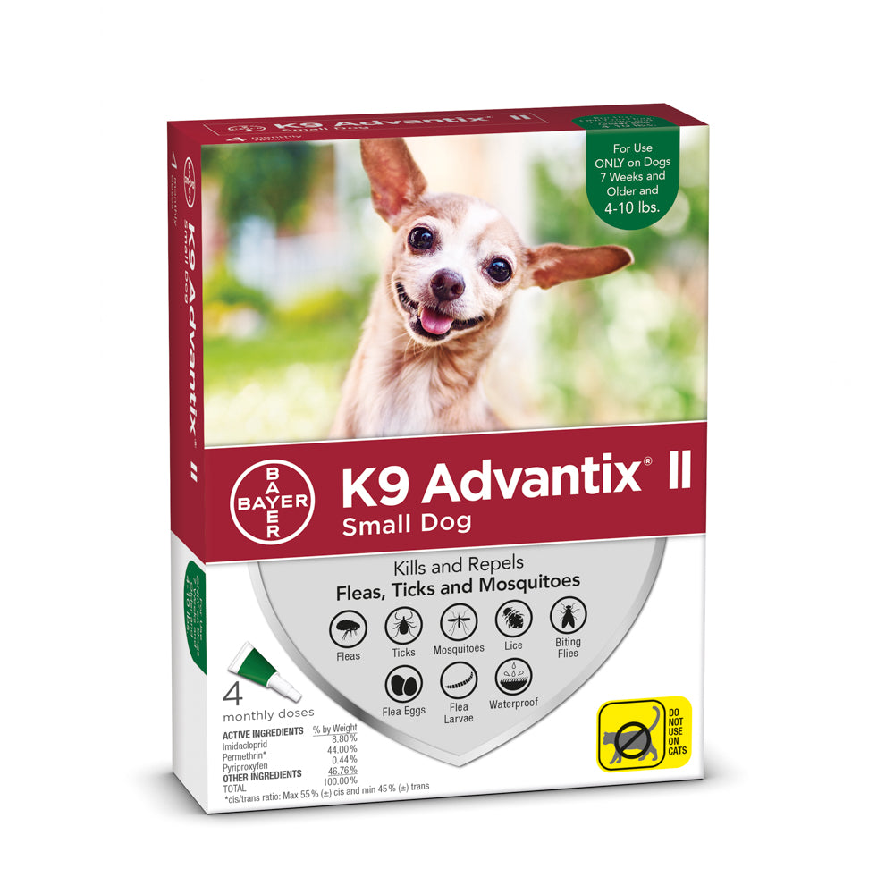 K9 Advantix II Small Dog 4lb-10lb Green 4pk