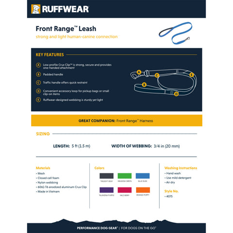 Ruffwear Front Range Leash Twilight Gray - DISC