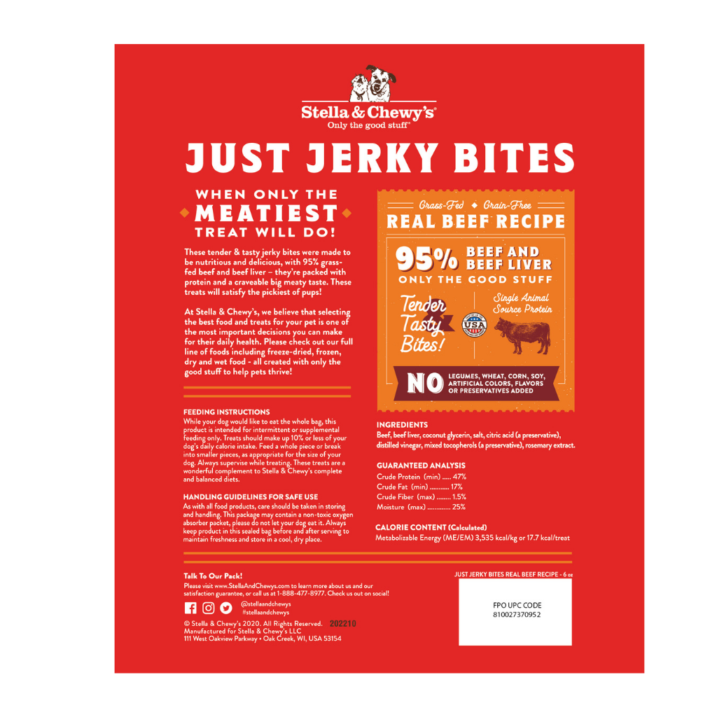 Stella & Chewy's Just Jerky Bites Beef  6oz